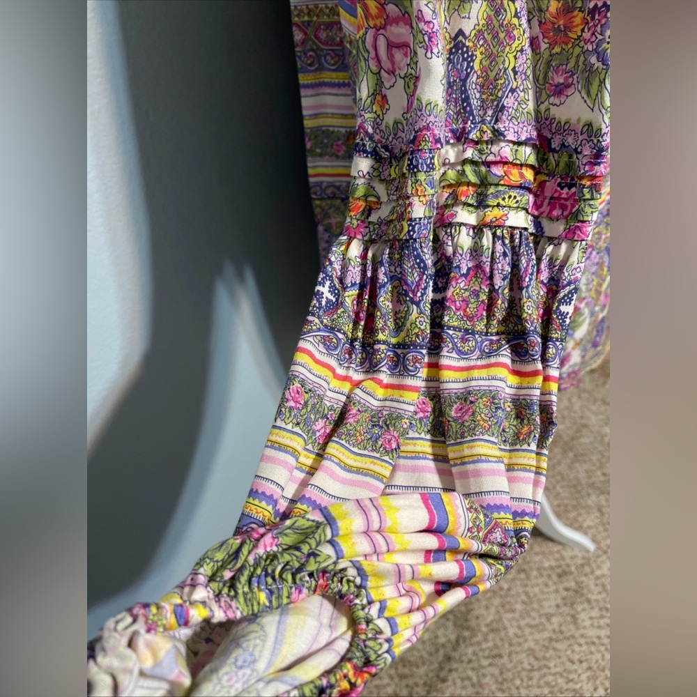 Anthropologie Maeve Ceresco Tunic Top Peasant Boho Floral Striped Cottagecore XL - Picture 3 of 9